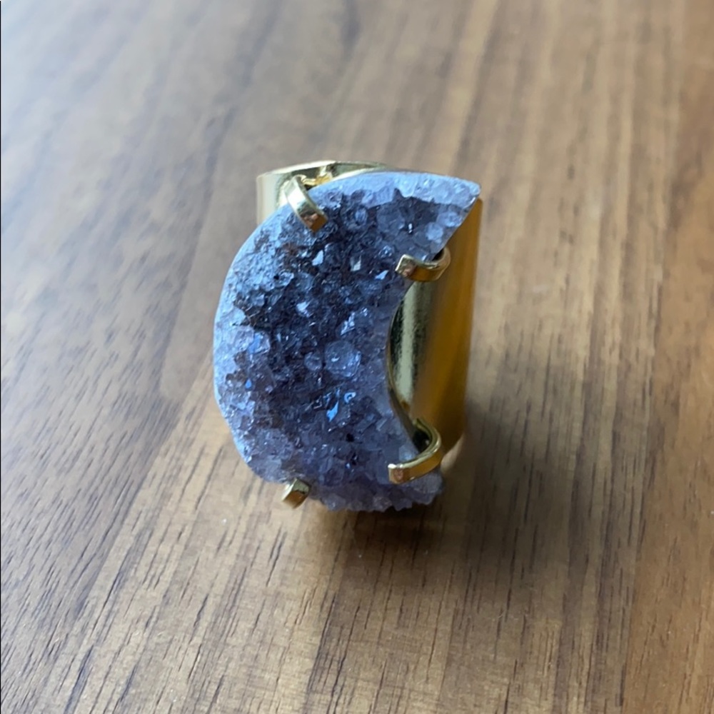 Hespera Adjustable Druzy Moon Ring